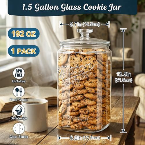 Large 1.5 gallon glass cookie jar — photo 3