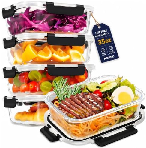 Four pack of airtight glass food containers