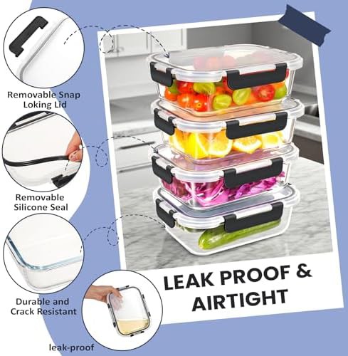 Four pack of airtight glass food containers — photo 4