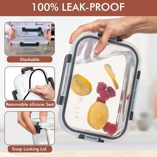 Deep rectangular glass meal prep pair 63 oz — photo 3