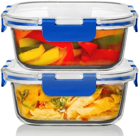 Large glass meal prep containers 41 oz