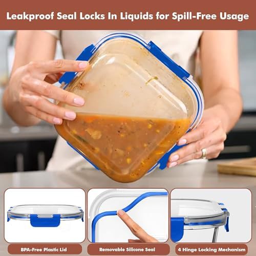 Large glass meal prep containers 41 oz — photo 3