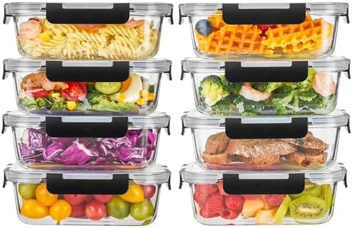Eight Pack Thirty Six Ounce Glass Storage Containers
