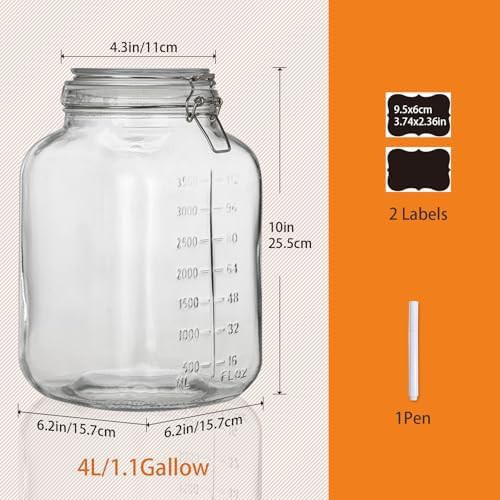 Large square glass jars with measurement marks — photo 3