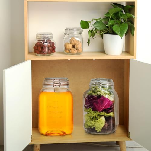 Large square glass jars with measurement marks — photo 4