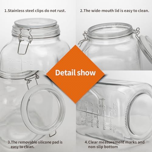 Large square glass jars with measurement marks — photo 5