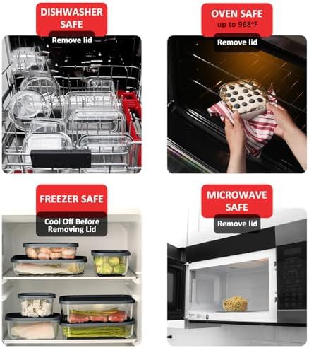 Stackable glass meal prep with black lids — photo 3