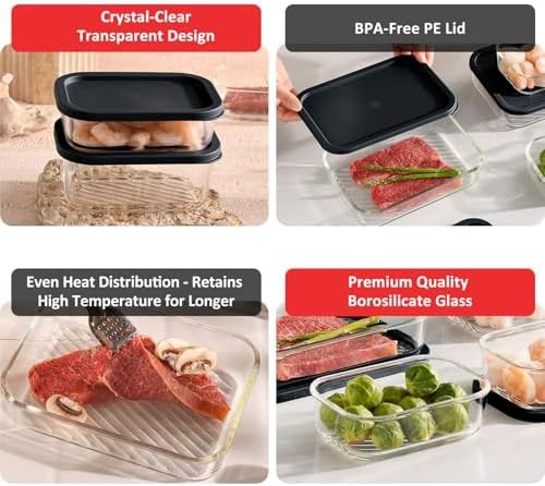 Stackable glass meal prep with black lids — photo 4