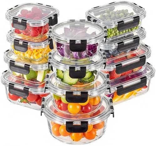 Twelve Pack Rectangular Glass Food Storage Set