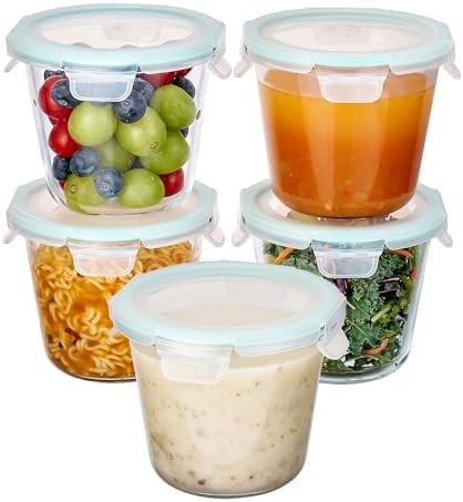 Glass soup and oats containers 3 cup