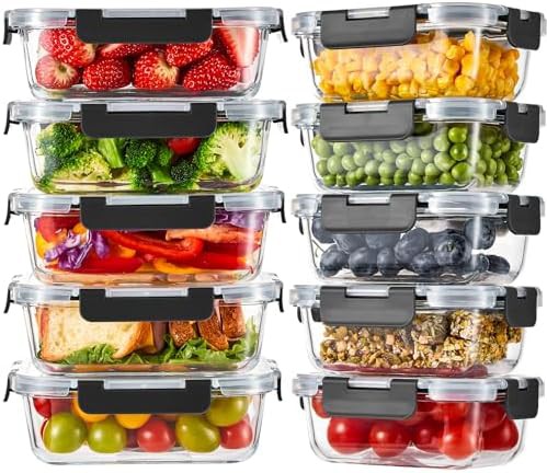 Ten Pack Small Rectangular Glass Food Containers