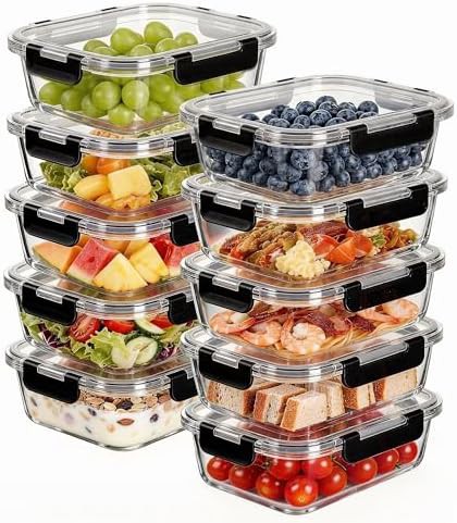 Ten Pack Medium Glass Bento Boxes with Lids