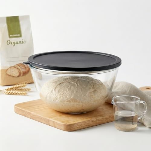 Large glass mixing bowl with airtight lid