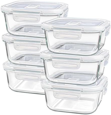 Square glass meal prep containers with vents