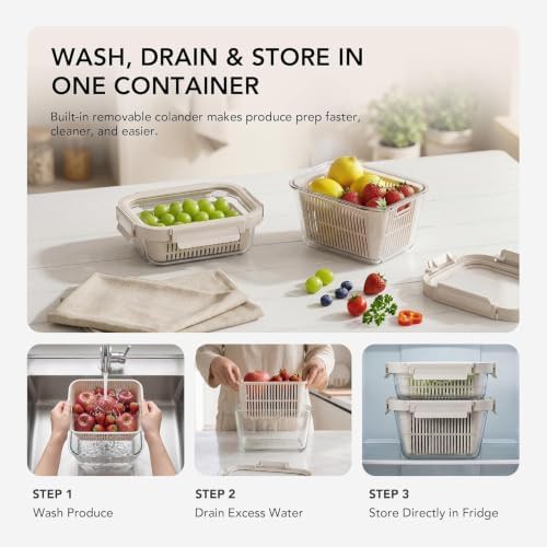 Glass fruit storage containers with removable colanders — photo 3