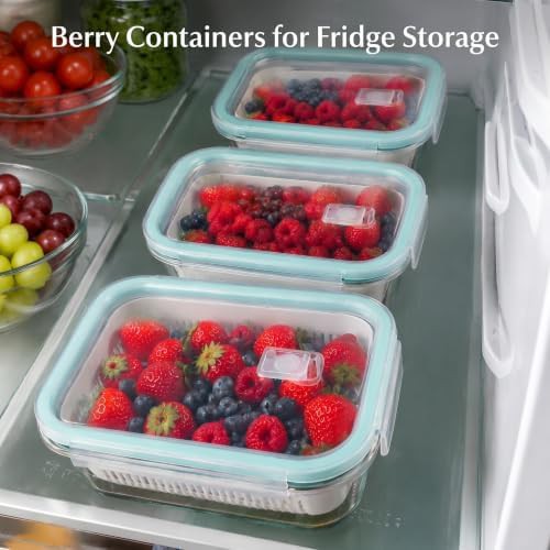 Glass berry containers with removable colanders — photo 4