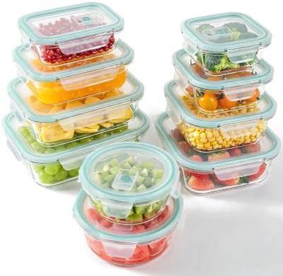 Borosilicate glass meal prep set with locking lids